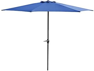 LOKATSE HOME Table Outdoor Market Patio Umbrella, 9 Feet Garden Umbrella with Crank, 6Ribs (Blue)
