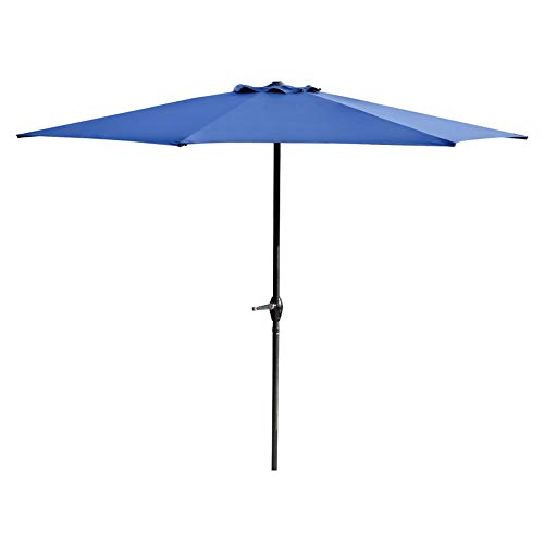 LOKATSE HOME Table Outdoor Market Patio Umbrella, 9 Feet Garden Umbrella with Crank, 6Ribs (Blue) 