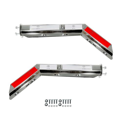 Image of Pair 30.25'' Chrome Heavy Duty 2.5 inch Bolt Spring Loaded Angled Mud Flap Hanger with Conspicuity Tape RH & LH for Semi Truck