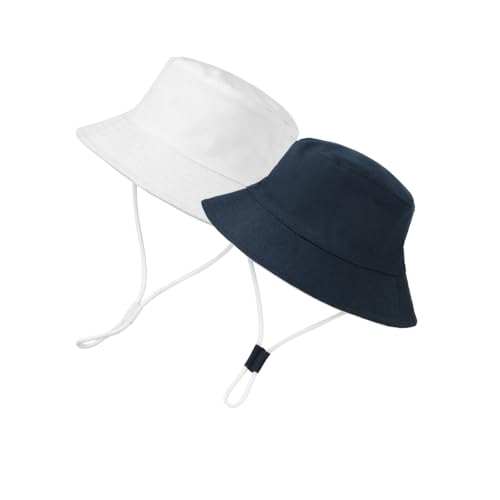 Baby Sun Hat UPF 50+ Toddler Bucket Hat Sun Protection Wide Brim Adjustable Beach Hat Boys Girls 2pack