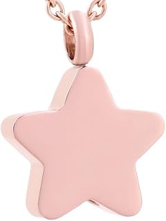 BOQQ Colgante Para Cenizas Colgante de estrella dorada collar de urna de cenizas oro sin color/acero/Negro/oro rosa joyería de cremación para el Funeral de los Amantes Urna Cenizas Pequeñas
