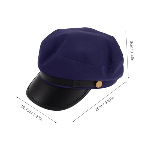 GALPADA Unisex Breathable Sailor Hat for Spring Summer Driving Vintage Style Flat Top Captain Hat Lightweight PU Closure for Men and Women Dark Blue2