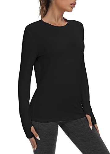 image for Mippo Long Sleeve Workout Shirts Yoga Dance Top Long Workout Tops Crew