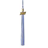 Two-Colored Graduation Tassel with Gold 2018 Year Charm 9-inch by YesGraduation (Royal Blue/White)