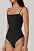 QINSEN Womens Sexy Cami Sleeveless Bodysuit Tops Double Layer Slim Fit Fashion T Shirts Black XS