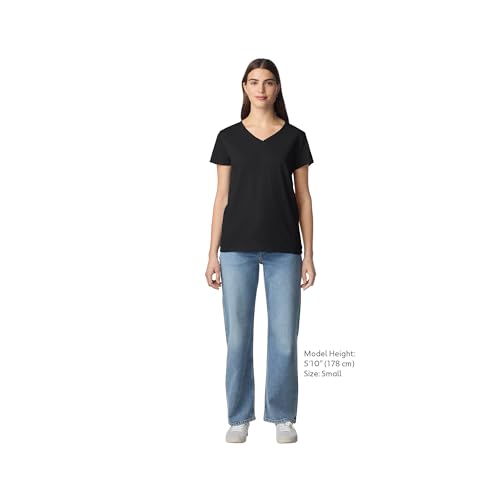 Gildan womens Heavy Cotton V-neck T-shirt, 2-pack T Shirt, Black, X-Large US - image 7