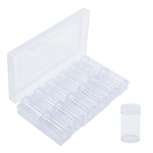 Suremita 12 Pcs Round Plastic Coin Tubes with Box Cent Nickel Dime Storage Tubes with Lid Quarter Dollar Storage Holders Containers Coin Collecting Supplies