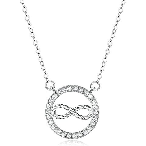 LAVUMO Necklaces for Women Sterling Silver Infinity Halo Jewellery Necklace Silver Pendant Chain Valentine's Day Presents for Her Christmas Anniversary Birthday Gifts for Women Girlfriend Mum Wife (SR Cover