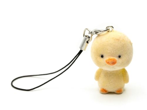 Funny cell phone pendant with yellow chick. - Material pendant: Flock - size of the pendant (without cord): 30mm - Scope of delivery: 1 cell phone pendant + 1 dust protection plug & nbsp;