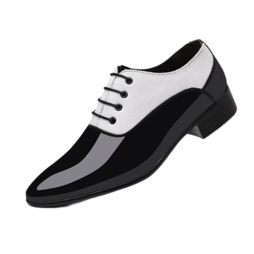 Mens Tuxedo Dress Shoes Classic Formal Oxfords Faux Patent Leather Shoe Lace-up Dress Shoes for Business Wedding Suit