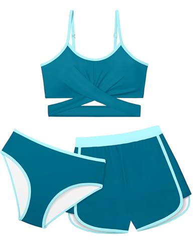 Image of Queenstyle Girls Swimsuits Bikini Set Kids Cutout Bathing Suit Bikini Top Two Piece Girls' Swimwear