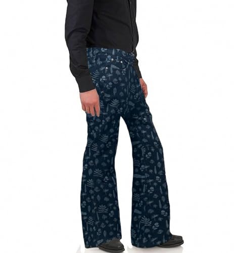 Men's Relaxed Vintage 60s 70s Bell Bottom Tassel Printing Trousers Stretch Classic Comfort Flared Disco Denim Jeans2