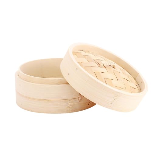 Cuiseur vapeur chinois en bambou avec couvercle, 10/15/20 cm, petit panier vapeur en bambou, panier vapeur chinois pour légumes et fruits de mer (10 cm)