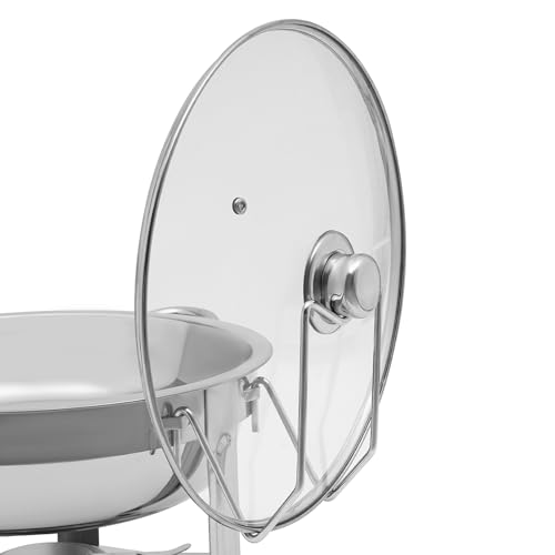 HuKaiL 5L Edelstahl Warmhaltebehälter, Rund Speisewärmer Chafing Dish mit Stützfüße und Topflappen, Warmhaltegerät Buffetwärmer für Cafeterias, Hotel, Schulkantinen, Bankette, 34*34*22.5cm, Silber – Bild 6