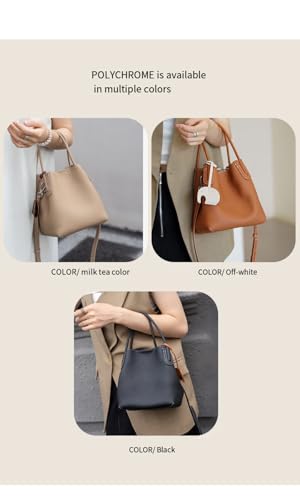 Top Layer Cowhide Shoulder Bucket Bag,Shoulder Bag（Premium gray）4