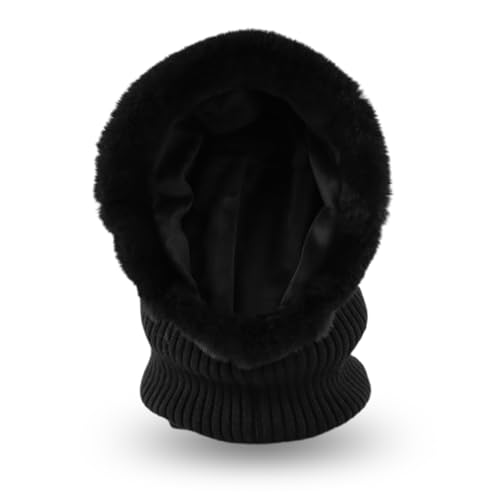 Image of Winter Fleece Balaclava Warm Men Hood Hat Knitted Hooded Scarf for Women Unisex Skull Cap