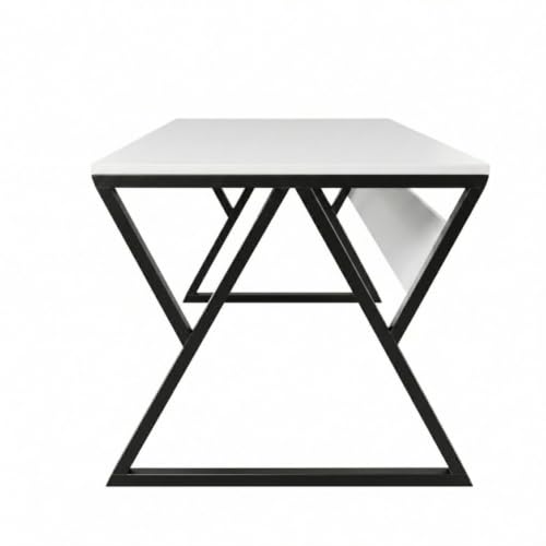 Image of TEKAVO Remik Study Table for Home & Office | Computer Table for Home pc | Wooden Gaming Workstation Desk with Heavy Duty Metal | 150 cm Table | White