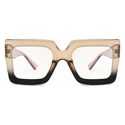 ALWAYSUV Oversized Square Blue Light Glasses for Women Stylish Vintage Big Frame Glasses Fashion Clear Lens Multi-Color Eyewear Cover