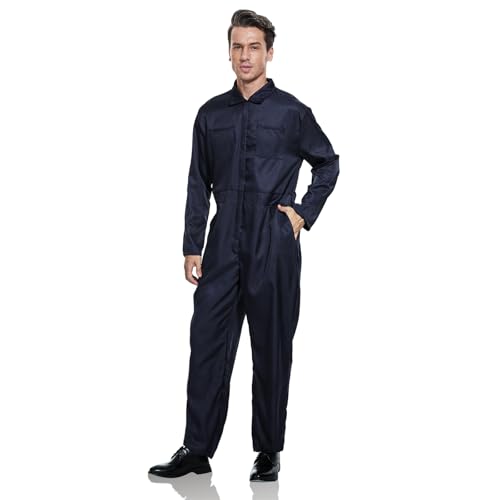 Myersmas Navy Blue Jumpsuit Costume Adult Men Halloween Cosplay Jumpsuit Coveralls (Blue Medium)