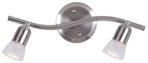 Canarm James 2-Light Track Lighting, Silver Finish, Adjustable Alabaster Glass Shades, 15
