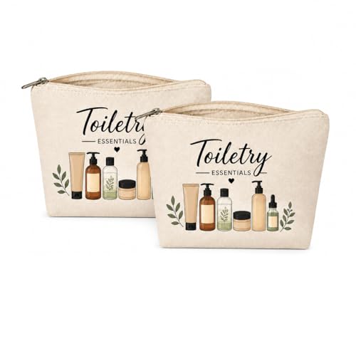 Image of DRUDRAYA Spacious Canvas Toiletry Bag for Travel Men & Women (Pack of 2)
