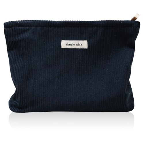 Tcdwla Neceser Mujer, Neceser Viaje, Estuche Escolar Bolsa de Arte Bolsa de cosméticos de Pana para la Escuela Viajes Viajes de Negocios Compras Caminatas (Azul Oscuro)