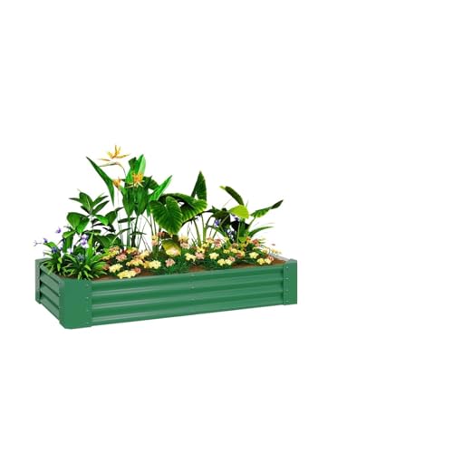 VMDVBNA Jardinera Elevada Jardinera elevada galvanizada 180x90x30cm con Fondo Abierto Verde para Maceta