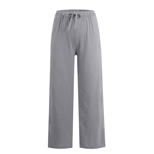 Wide Leg Linen Pants Women Summer Casual High Waisted Drawstring Pants with Pockets Loose Lightweight Lounge Trousers3