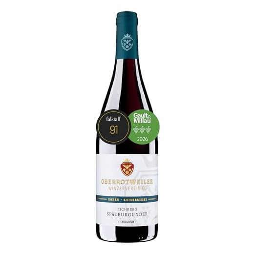 Oberrotweiler Eichberg Spätburgunder trocken – 91+ Punkte 2026 Falstaff – Rotwein trocken, kräftig mit zarten Fruchtaromen nach Kirsche & Beere - Anbaugebiet Kaiserstuhl (1 x 0,75 l)