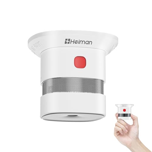 HEIMAN Mini Rilevatore di Fumo da 10 Anni Allarme Fumo con Sensore Fotoelettrico Indipendente EN14604 con certificazione...