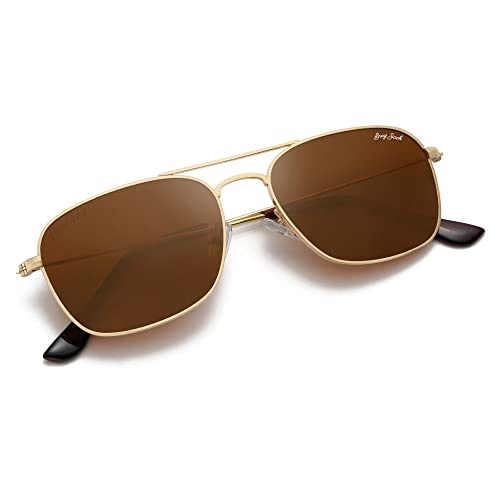 Image of grey jack Square Polarized Sunglasses,Retro Classic Style Full Rim Metal Frame for Men Women Small Size 1650
