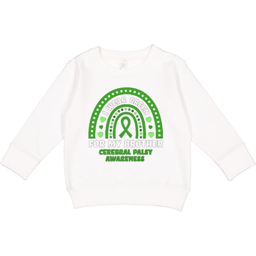 inktastic I Wear Green for My Brother Cerebral Palsy Awareness Rainbow Toddler Sweatshirt 7 White 41fd2