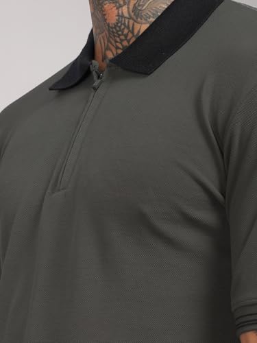 Image of Mens Premium Cotton Polo T-Shirt | 220 GSM Soft Fabric | Casual Stylish Look | Zipper Polo Design Snow White Polo T Shirt | Polo Tshirt for All-Day Wear
