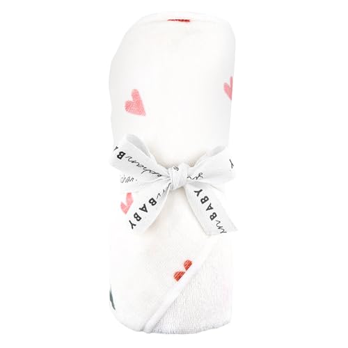 Image of Stephan Baby Hooded Towel - Playful and Soft 100% Cotton Velour Terry Cloth, 29 inch Square, Hearts