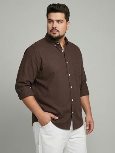 Image of Urbano Plus Men's Cotton Full Sleeve Regular Fit Solid Oxford Shirt with Button-Down Collar