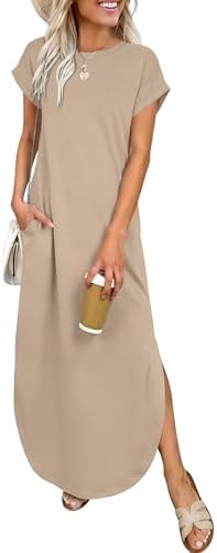ANRABESS Womens Summer Maxi Dress 2026 Casual Short Sleeve Loose ...