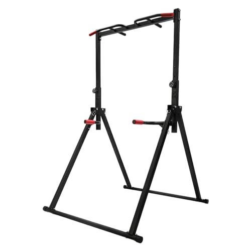 Pull Up Bar Station, Foldable Power Tower Pull Up Bars, Adjustable Height Dip Station for Home Gym Workout, Heavy Duty for Strength Training Bench Press and Leg Squats