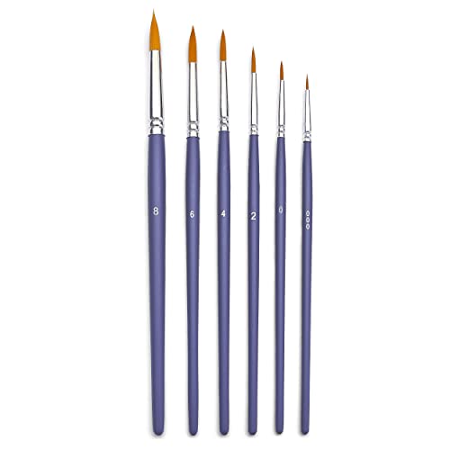 Pebeo 951150 Yellow Polyamide Round Brushes, 6-Pack