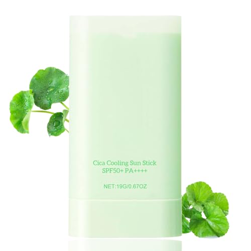 Cica Cooling Sun Stick Spf 50 - Face Sunscreen Spf 50 Face - Cica Cooling Sunscreen Stick Spf50++ Pa++++ - Centella Sunsticker for Women,Men - Soft Texture,Travel Size,Daily Care Use