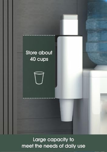 Image of Srxes Self Adhesive Paper Cup Dispenser Holder, Wall Mounted Plastic Drinking Water Cup Dispenser, Glass Dispenser Holder, Disposable Cup Holder Organizer (Standard, White)
