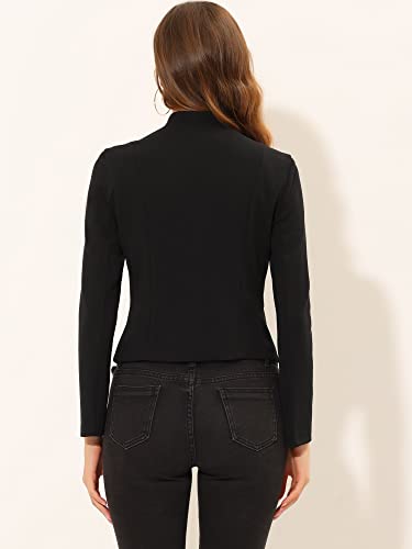 Allegra K Vintage Jacket for Women's Steampunk Button Decor Casual Zip Up Crop Jacket3