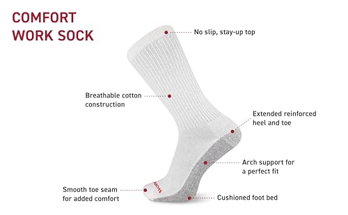 Wolverine Men's Cotton Comfort Crew Socks - 6 Pairs, Breathable Arch Support4