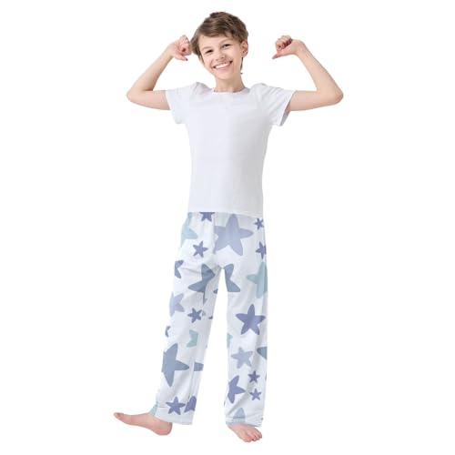 Boys' Pants Grey Purple Stars Long Bottoms Jogger Pants Elastic Waist Trousers with Pockets S-XL2
