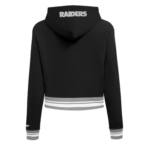 Pro Standard Womens NFL Las Vegas Raiders Script Tail Cropped Pullover Hoodie Black/Gray S - Image 3