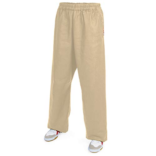 wu designs Leinen (schwer) Kung Fu & Tai Chi Trainingshose Beige 160