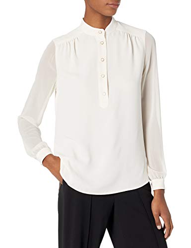 Anne Klein Women's Long Sleeve Tunic Blouse, Anne White, S