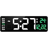 ecran 39 cm en pouce Télécommande : facile à utiliser à portée, vous pouvez régler l'heure à tout moment, pratique et rapide. grande horloge murale numérique, horloge murale moderne
