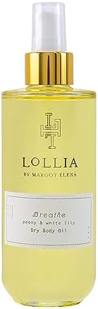 LOLLIA Breathe Dry Body Oil, 6.8 Fl. Oz. – Peony & White Lily – Women’s Scented, Moisturizing, Dry Body Oil for Women, For All Skin Types