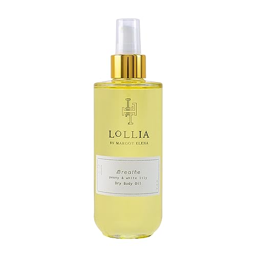 LOLLIA Breathe Dry Body Oil, 6.8 Fl. Oz. – Peony & White Lily – Women’s Scented, Moisturizing, Dry Body Oil for Women, For All Skin Types