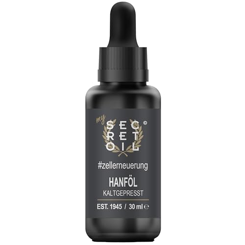 mySecretOil Hanföl 30 ml #zellerneuerung – natürliche Pflege für Haut, Haare & Muskulatur – reich an Omega-6 & Omega-3-Fettsäuren – 100% kaltgepresst & naturrein